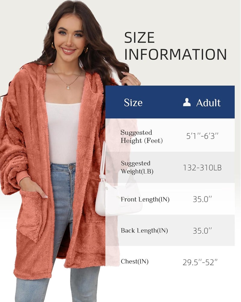 Argstar Hooded Cardigan for Women and Men, Oversized Sweatshirt Fuzzy Fleece Blanket Hoodie Jacket - One Size Fits All - Image 5
